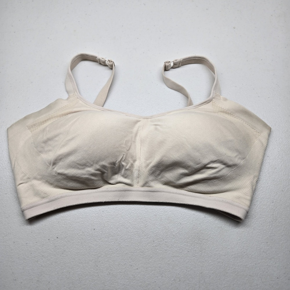 Warners Women Bra XL Beige T Shirt Wireless Knit Strap Smooth READ